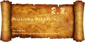 Ruzicska Miklós névjegykártya